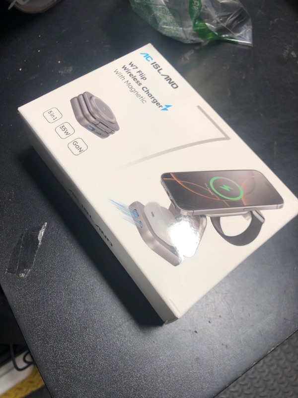 Photo 1 of 5-in-1 Wireless Charger for MagSafe, AC ISLAND Portable Travel Charging Station, 15W Max Fast Foldable Magnetic Stand, Evolved for iPhone 16/15/14/13 Series, Apple Watch, AirPods (with 35W Adapter)