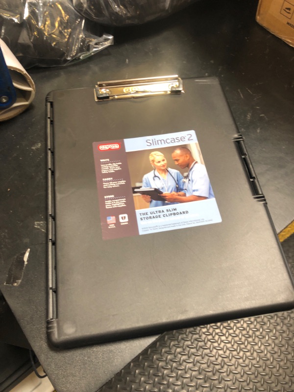Photo 1 of Dexas Slimcase 2 Plastic Clipboard with Storage and Side Opening, Black, Office Supplies Clipboards to Organize, Carry and Store, A4 Holder, Style and Functionality Nursing Clipboards