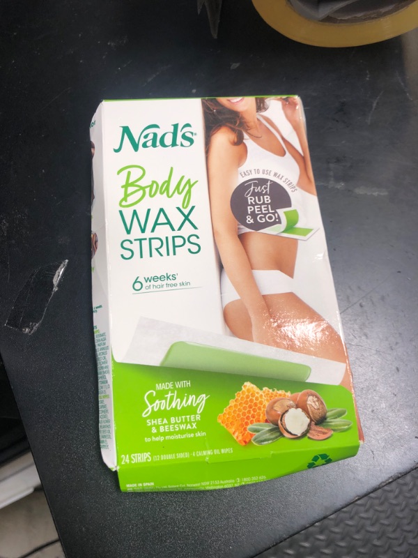 Photo 1 of Nad's Body Wax Strips Hair Removal For Women At Home plus 4 Calming Oil Wipes, 24 Count
