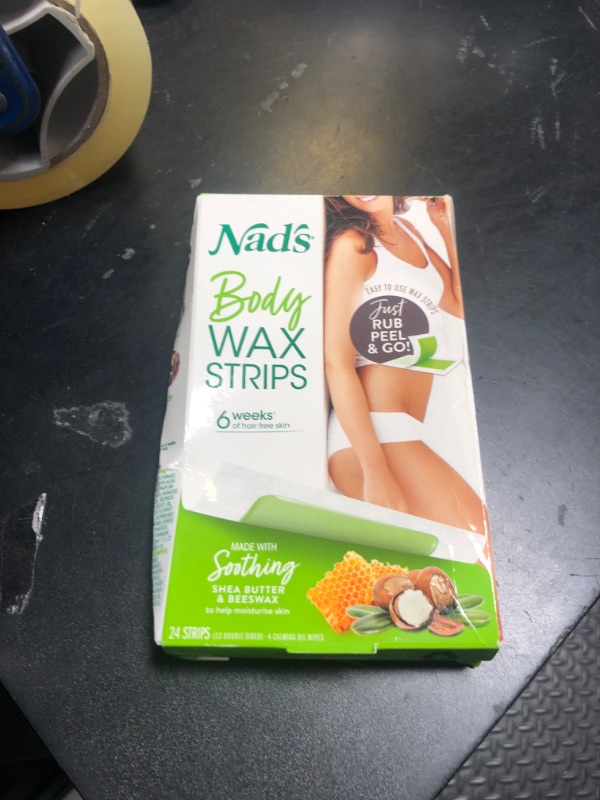 Photo 1 of Nad's Body Wax Strips Hair Removal For Women At Home plus 4 Calming Oil Wipes, 24 Count