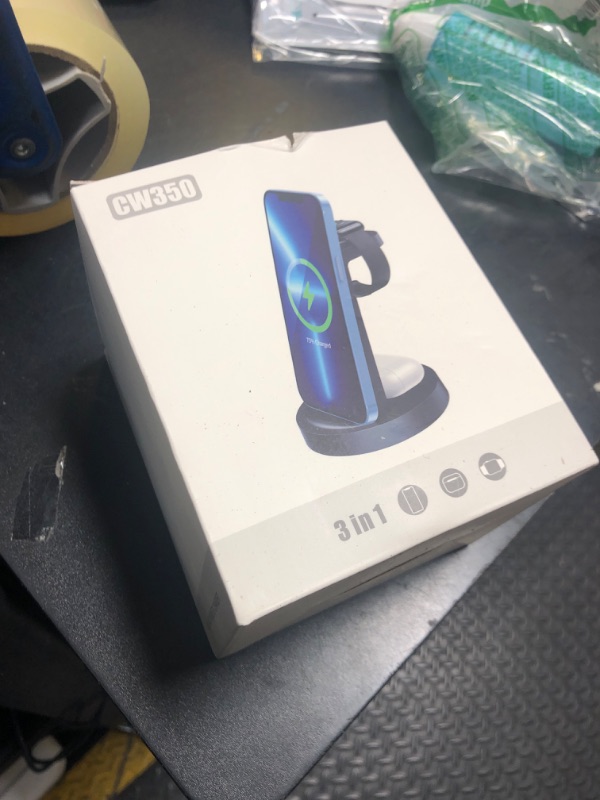 Photo 1 of 3 in 1 Charging Station for iPhone, Wireless Charger for iPhone 16e 16 15 14 13 12 11 X Pro Max & Apple Watch - Wireless Charging Station for AirPods 4 3 Pro