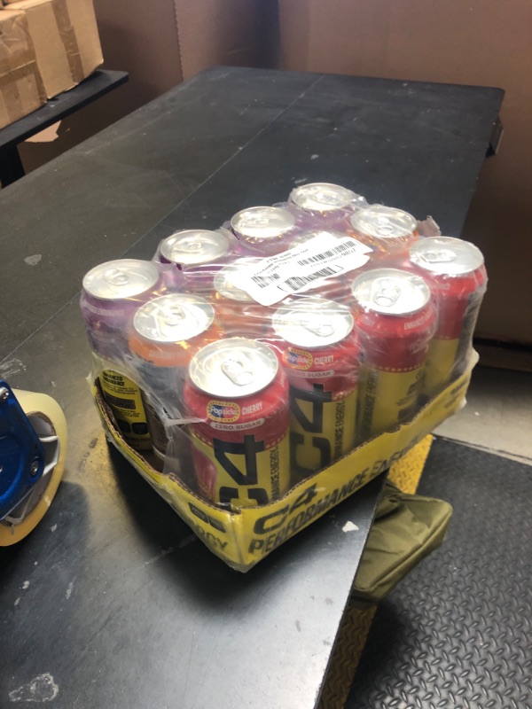 Photo 1 of C4 Energy Drink x Popsicle Variety Pack, Carbonated Sugar Free Pre Workout Performance Drink with no Artificial Colors or Dyes, 3 Flavors - Grape, Hawaiian Pineapple, and Cherry, 16 Oz, Pack of 12 EXP 01/2026