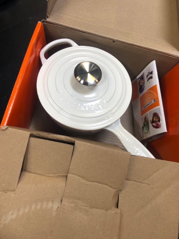 Photo 1 of Le Creuset Enameled Cast Iron Signature Saucepan, 1.75 qt., White