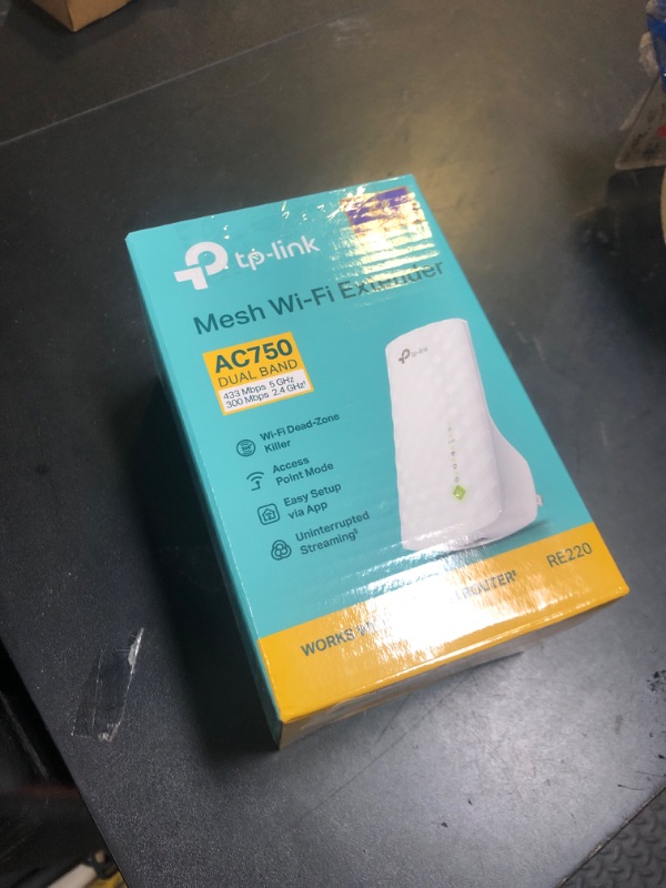 Photo 1 of TP-Link WiFi Extender with Ethernet Port, Dual Band 5GHz/2.4GHz , Up to 44% More Bandwidth than Single Band, Covers Up to 1200 Sq.ft and 30 Devices, Signal Booster Amplifier Supports OneMesh(RE220)