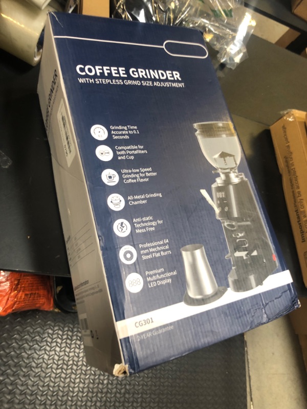 Photo 1 of SHARDOR Professional 64mm Burr Coffee Grinder with 100 Grind Settings and All-Metal Chamber, Coffee Bean Grinder with Adjustable Electronic Timer and LED Display, Anti-Static,Black