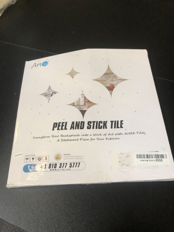 Photo 1 of Art3d 10-Piece Peel and Stick Backsplash Tile, 12" X 12" Self-Adhesive Tile Sticker (10 Tiles)