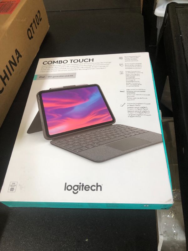 Photo 1 of Logitech Combo Touch iPad 10th Gen Case, Detachable Keyboard, Large Precision Trackpad, Backlit Keyboard, Smart Connector - Oxford Gray