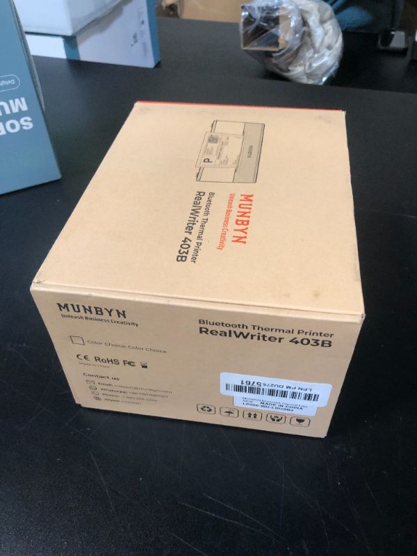 Photo 1 of MUNBYN Bluetooth Thermal Label Printer RW403B, Wireless 4x6 Shipping Label Printer for Small Business, Compatible with Android, iPhone, Windows, Mac, Chromebook, Print Width 1.57"-4.25"