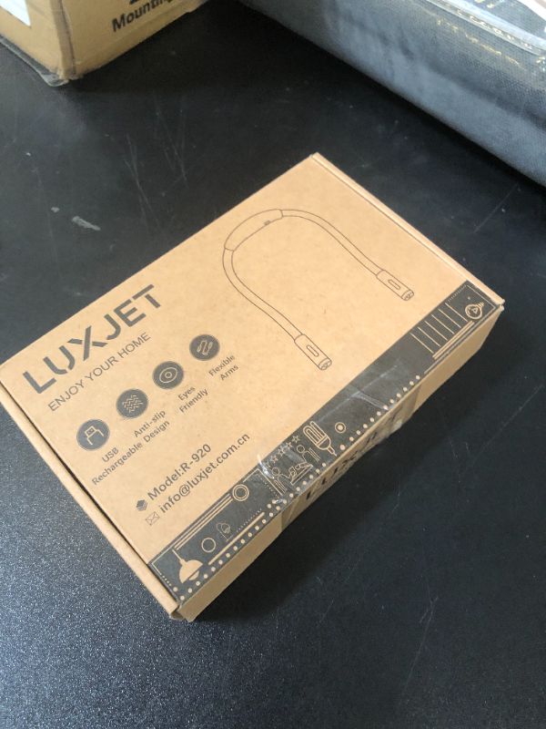 Photo 1 of LUXJET Book Light for Reading at Night, Neck Reading Light for Books in Bed, Hands Free, 4 LED Bulbs, 3 Adjustable Brightness, 80-hr Lasting Rechargeable Lamp for Knitting, Camping, Repairing