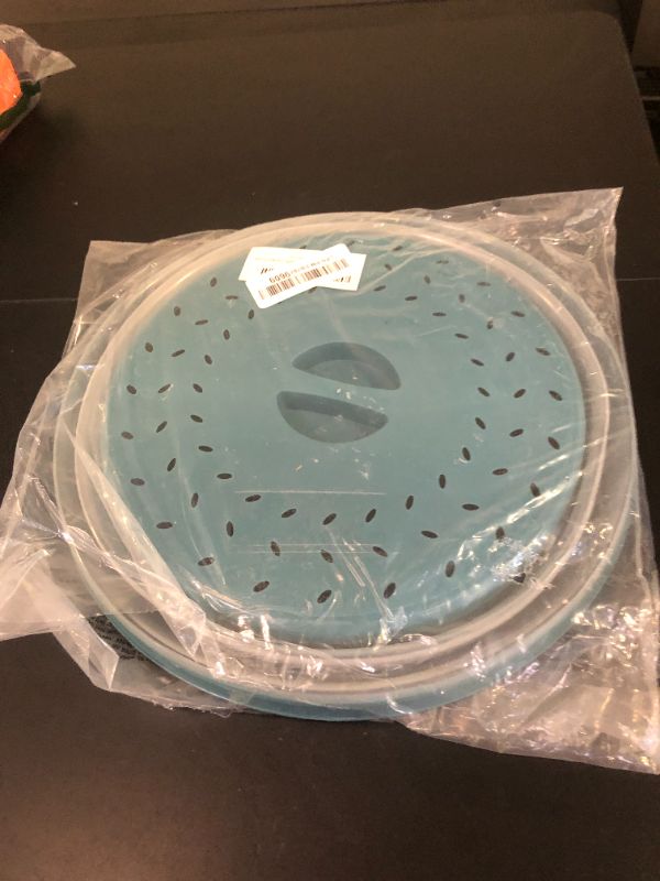 Photo 1 of WENWELL Large Microwave Splatter Cover & Silicone Mat,12 Inchs Vented Collapsible Guard dish Plate lid & Round Kitchen mat for food