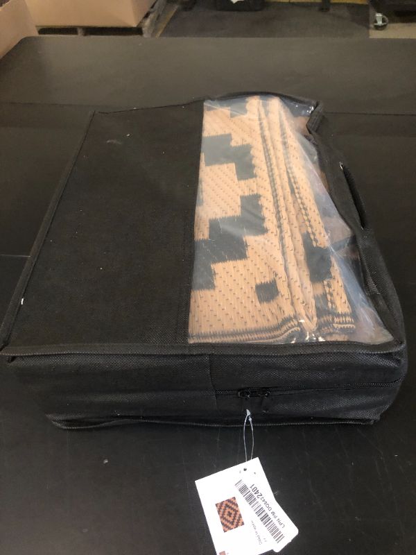 Photo 1 of SAND MINE Reversible Mats, Plastic Straw Rug, Modern Area Rug, Large Floor Mat and Rug for Outdoors, RV, Patio, Backyard, Deck, Picnic, Beach, Trailer, Camping, Black & Brown, 5' x 8'