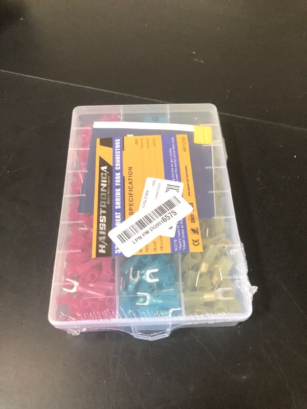 Photo 1 of 330PCS Heat Shrink Fork Spade Connectors #10 Waterproof Marine Grade Fork Terminal Connectors U-Type Blue Red Yellow 22-10 Gauge