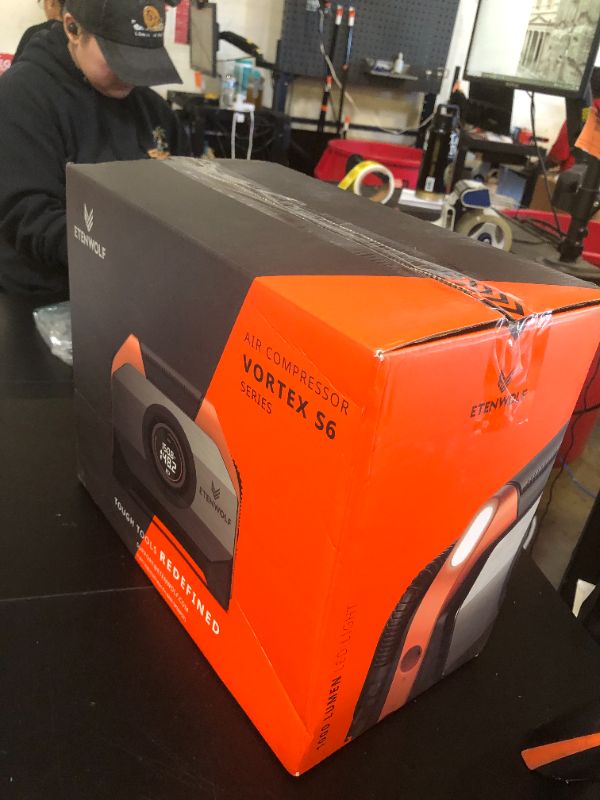 Photo 1 of ETENWOLF VORTEX S6 Tire Inflator Portable Air Compressor for Heavy-duty Vehicle, Cordless Air Pump for Car & Inflatables with 19200 mAh Battery, 100% Duty Cycle & Dual Cylinder Bike Pump, Vivid Orange