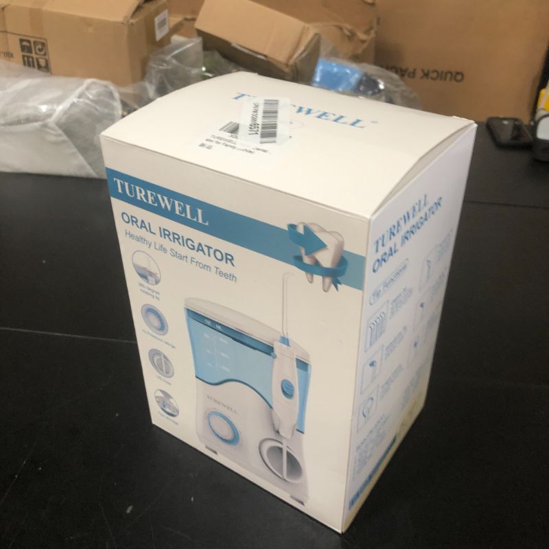 Photo 1 of TUREWELL Water Dental Flosser for Teeth/Braces, Water Teeth Cleaner 8 Jet Tips and 10 Pressure Levels, 600ML Large Water Tank Oral Irrigator for Family(White)