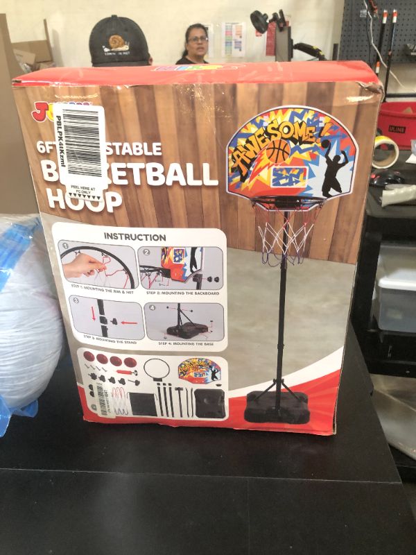 Photo 1 of JOYIN Kids Basketball Hoop, Adjustable Height 2.8 ft-6.2 ft Toddler Basketball Hoop for Kids Indoor Outdoor Play Portable Basket Ball for Boys Girls Age 3 4 5 6 7 8 Gift