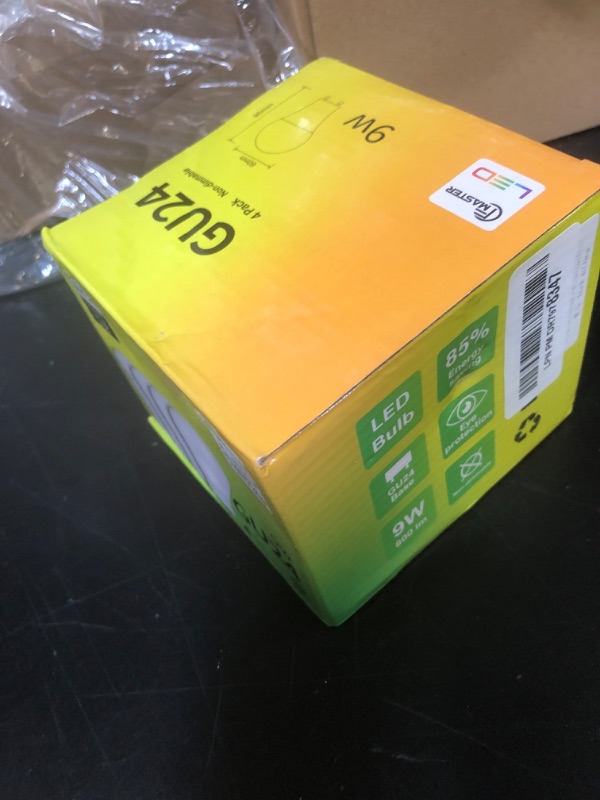 Photo 1 of CFMASTER GU24 LED Light Bulb, 5000K Daylight, 9W(100W Equivalent), 800 Lumens, A19 Shape GU 24 LED Bulbs, Twist and Lock GU24 Pin Base with Two Prongs, Non-Dimmable, UL ETL Certificated(4-Pack)