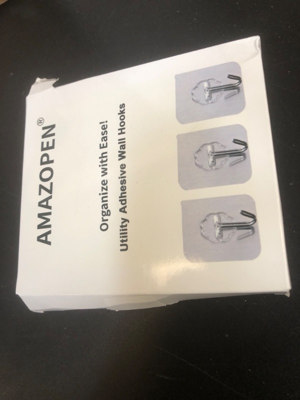 Photo 1 of AMAZOPEN Self Adhesive Hooks - 12 Packs of Transparent Wall Door Hooks Stick On/Extra Strong Sticky Hook for Hanging Coat, Cloth, Towel, Key and More