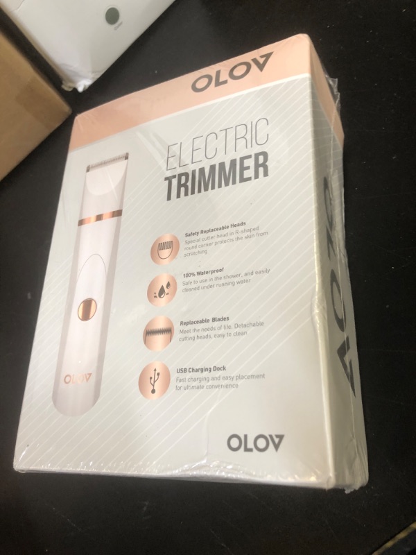 Photo 1 of OLOV Electric Body Hair Trimmer - Groin Trimmer for Men - Bikini Trimmer Women - Wet/Dry Shaver Groomer, Replaceable Ceramic Blade Heads, USB Recharge Dock, Waterproof Hygiene Razor, White