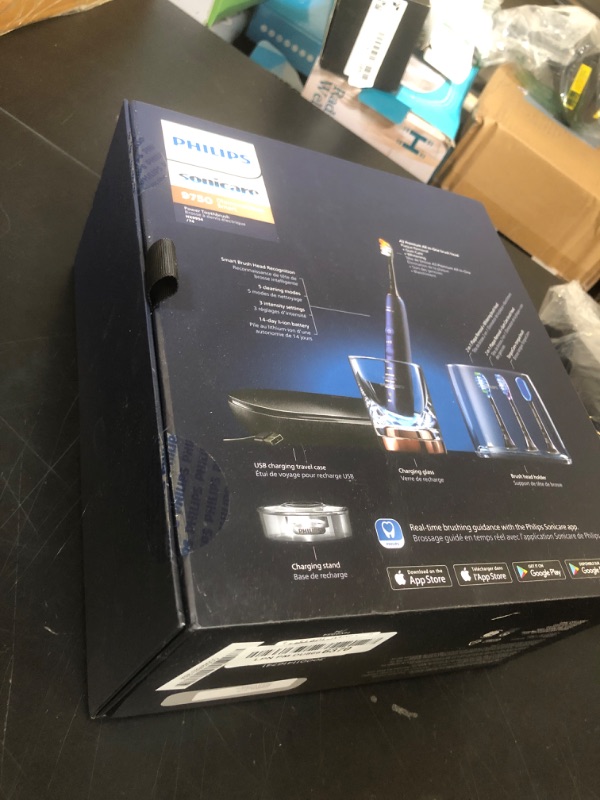 Photo 1 of Philips Sonicare DiamondClean Smart 9750 Electric Toothbrush, Sonic Toothbrush with App, Pressure Sensor, Brush Head Detection, 5 Brushing Modes and 3 Intensity Levels, Lunar Blue, Model HX9954/74