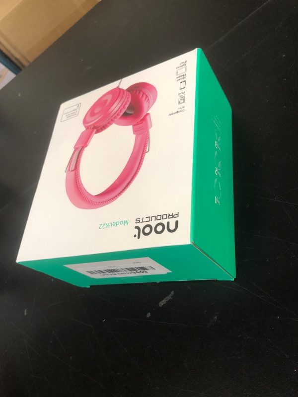 Photo 1 of noot products Kids Headphones K22 Foldable Stereo Tangle-Free 5ft Long Cord 3.5mm Jack Plugin Wired On-Ear Headset for iPad/Amazon Kindle Fire/Girls/School/Laptop/Travel/Plane/Tablet FlamingoPink