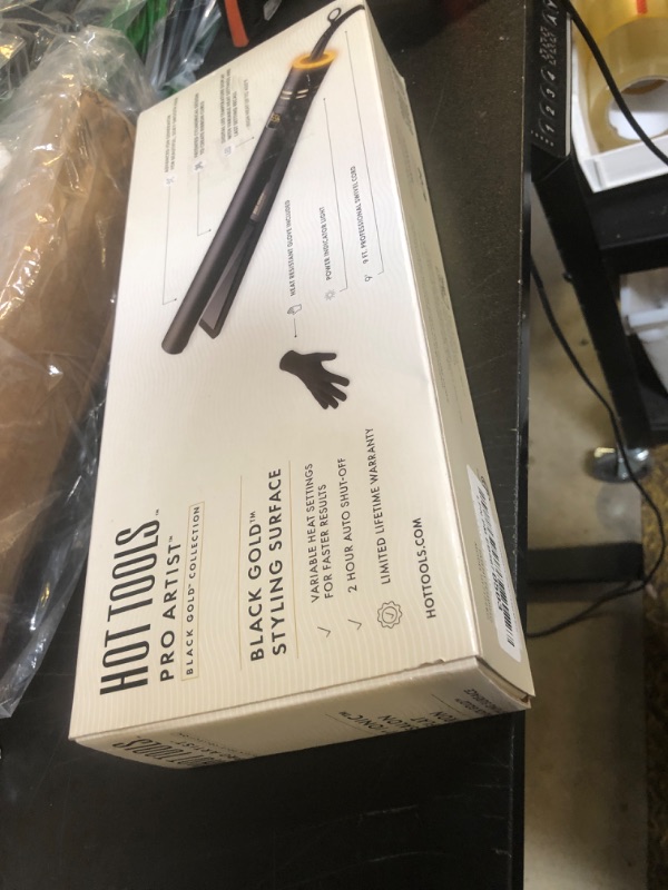 Photo 1 of Hot Tools Pro Artist Black Gold Evolve Ionic Salon Hair Flat Iron | Long-Lasting Finish for Straightening Hair, (1 in)
