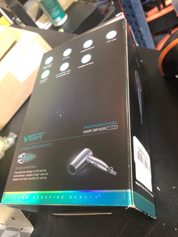 Photo 1 of VGR Dual Voltage(100~250V) Travel Hair Dryer with European Plug Adapter for International Travel, Portable Hair Dryer with Concentrator Nozzles