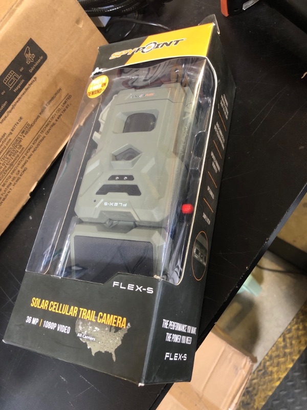 Photo 1 of SPYPOINT FLEX-S Solar Outdoor Cellular Trail Camera - Integrated Solar Panel, No WiFi Needed, Hunting & Game Camera with Night Vision Motion Activated, Dual-Sim LTE, 36MP Photos, 1080p Videos + Sound