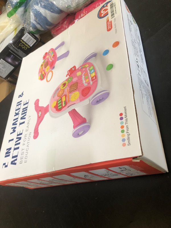 Photo 1 of Eners Sit to Stand Learning Walker for Baby Boys and Girls, 2 in 1 Push Walker and Activity Center With Wheels, Musical Walking Toys