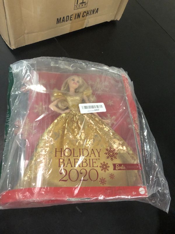 Photo 1 of Barbie Signature 2020 Holiday Barbie Doll (12-inch Blonde Long Hair) in Golden Gown, with Doll Stand and Certificate of Authenticity, Gift for 6 Year Olds and Up