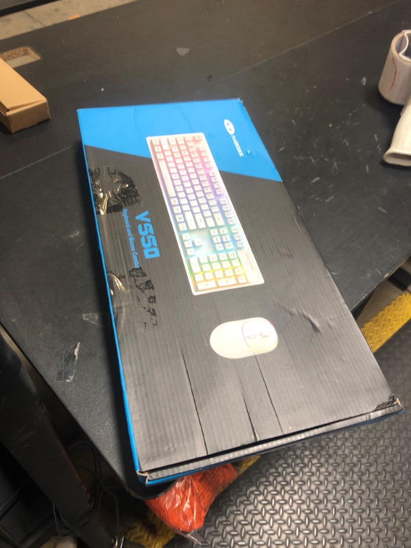 Photo 1 of MageGee V550 Wireless Gaming Keyboard and Mouse, 2.4G Full-Sized RGB LED Computer Keyboards with Transparent Shell, Rechargeable Quiet Cordless Mouse & Keyboard Combo for Laptop/PC/Desktop (Purple)