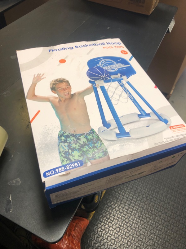 Photo 1 of HYES Pool Basketball Hoop Poolside with Backboard, Floating Pool Toys with 4 Basketballs/4 Water Balloons/Pump, Swimming Pool Games for Kids & Adults Indoor Outdoor Play, Blue