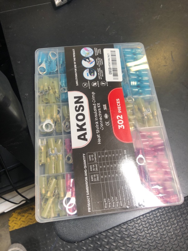 Photo 1 of 302 Pcs Heat Shrink Wiring Connectors Kits, Eletrical Wire Terminals, Crimp Insulated Connector Assortment- Ring Fork Spade Splices, Waterproof, for Marine, Automotive, 21Size, 16-14 22-18 12-10 Gauge