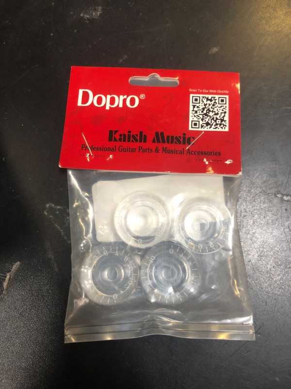 Photo 1 of Dopro Pack of 4 American Spec LP Guitar Speed Dial Knobs 24 Fine Spline Control Knobs for Les Paul with CTS Spilit Shaft Pots Clear with White Number