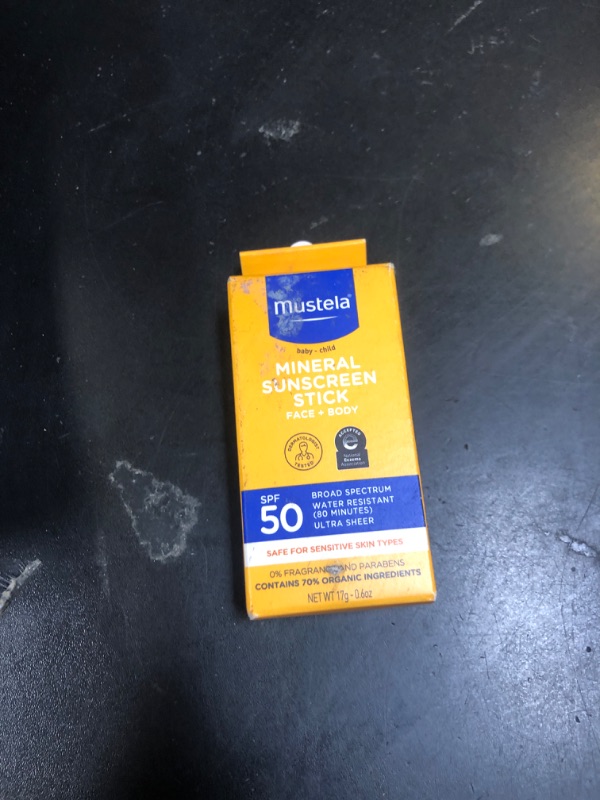 Photo 1 of Mustela Baby Mineral Sunscreen Stick SPF 50 Broad Spectrum - Face and Body Sun Stick with 70% Organic Ingredients - Ultra Sheer