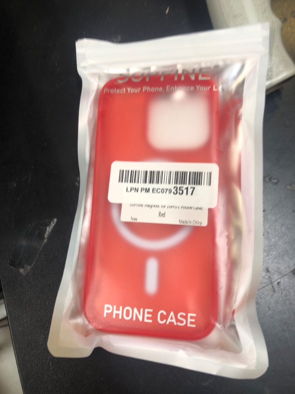 Photo 1 of SUPFINE Magnetic for iPhone 16 Pro Case (Compatible with MagSafe) (Military Grade Drop Protection) Slim Translucent Matte Shockproof with Anti-Fingerprint Phone Case, Red