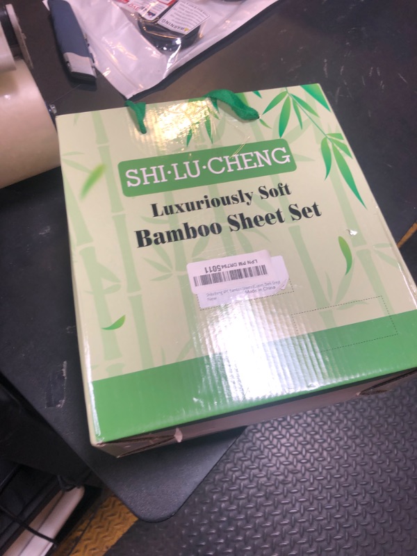 Photo 1 of Shilucheng 4 Piece Queen Sheet Sets, Cooling Sheets, Blend Rayon Derived from Bamboo, Deep Pocket Up to 16", Breathable & Soft Bed Sheets, Hotel Silky Bedding Set, Dark Grey