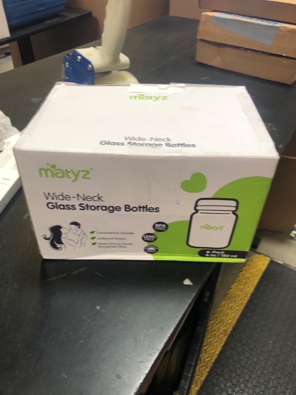 Photo 1 of Matyz Glass Breastmilk Storage Bottles, 6 Pack, 6 oz, Compatible With Spectra Medela Breast Pump - Freezer Safe Storage Bottles Set - Wide Mouth Breastmilk Storage Containers - BPA Free (Blue Lids)