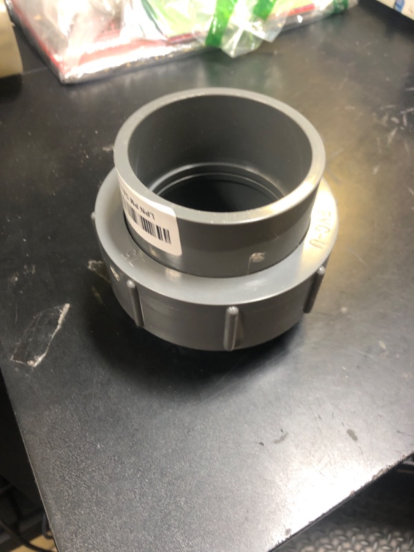 Photo 1 of uxcell 2.5" Union PVC Coupling Pipe Fitting (Socket x Socket) PVC Slip Union Coupling Adapter Schedule 40, EPDM O-Ring, Grey
