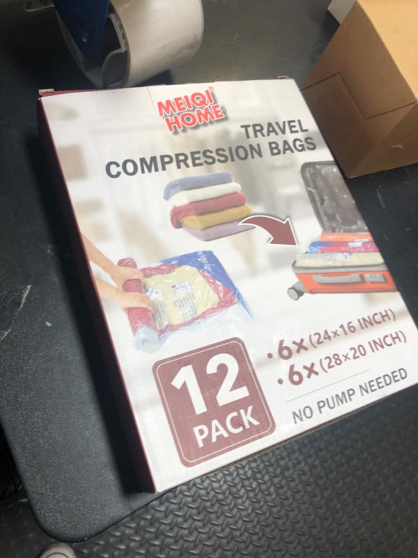 Photo 1 of 12 Pack Compression Bags for Travel | Vacuum Seal Storage Bags for Luggage & Dirty Clothes | Travel Packing Space Saver Bags for Suitcases & Home Organization | MEIQIHOME