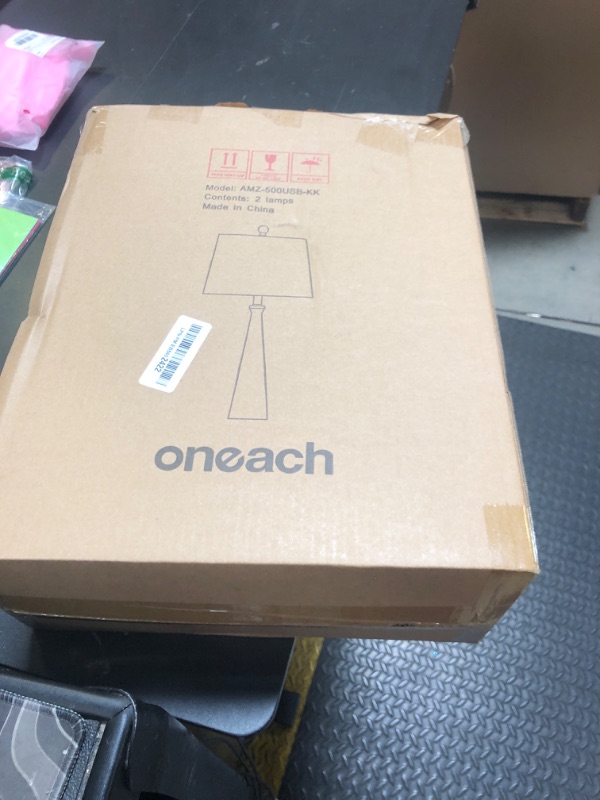 Photo 1 of Oneach 25.75" Modern Table Lamp Set of 2, Bedside Lamps with USB Ports, Silver Nightstand Lamps Set for Living Room Bedroom House Bedside Home Office Family