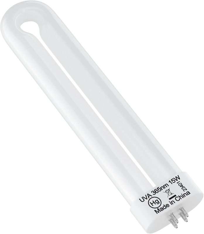 Photo 1 of Replacement Bulb for T9, T6, K15 Bug Zapper, 15W, 4-Pin Base, U-Shaped Twin Tube Bulb
