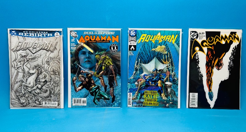 Photo 1 of 195022…4 aqua man comics in plastic sleeves 