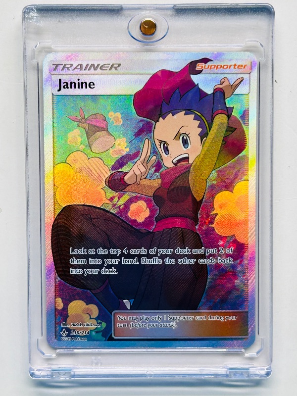 Photo 1 of 195032…Pokémon Hologram Trainer Janine card in hard plastic case
