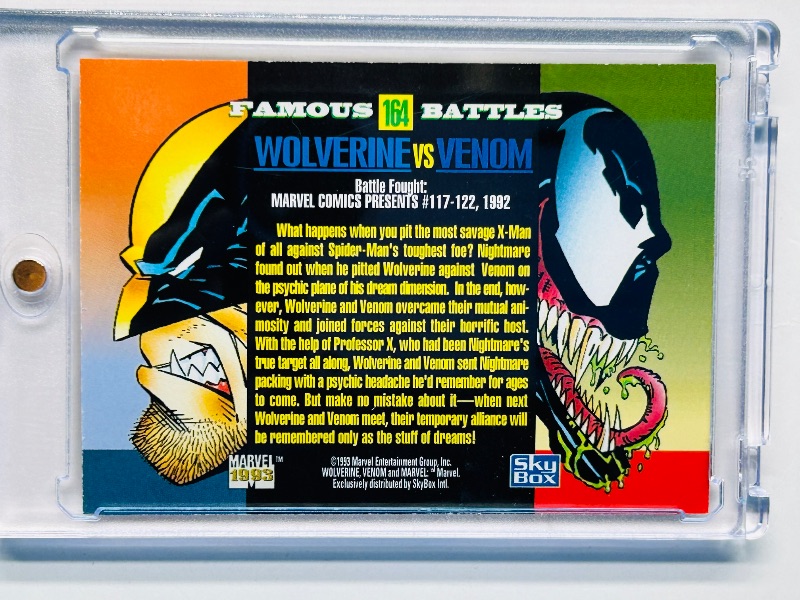 Photo 1 of 195033…Marvel Wolverine vs. Venom card 164 in hard plastic case