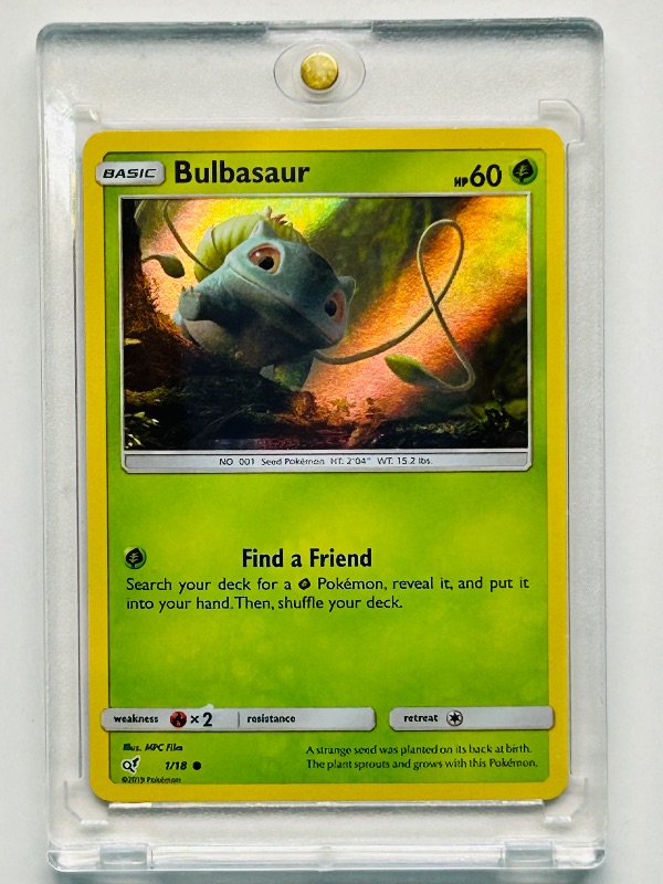Photo 1 of 195037…Pokémon hologram Bulbasaur card in hard plastic case