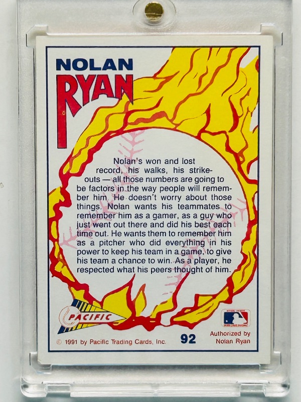 Photo 1 of 195038…Nolan Ryan Bloody lip card 92 in hard plastic case 