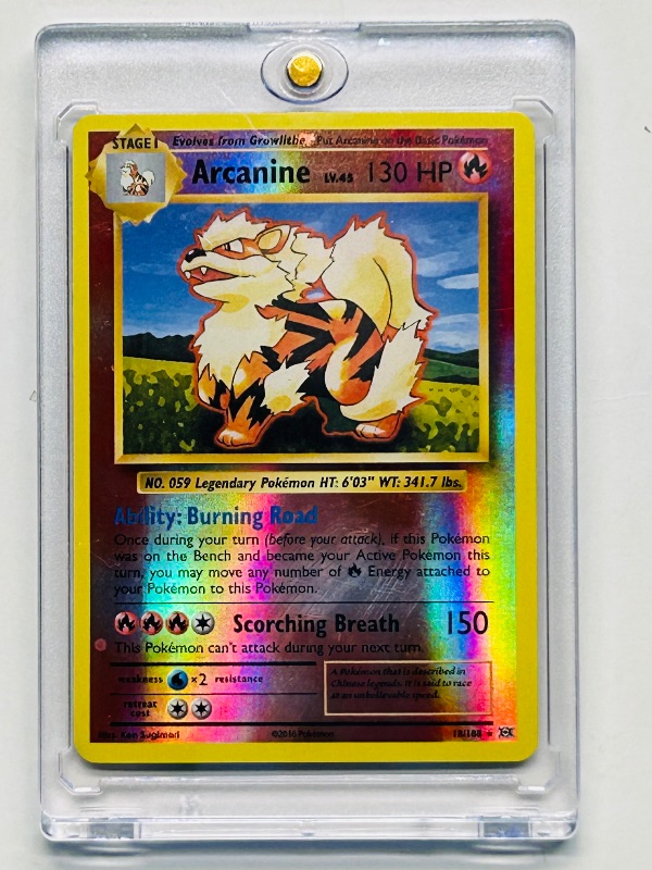 Photo 1 of 195040…Pokémon reverse holo Arcanine card in hard plastic case
