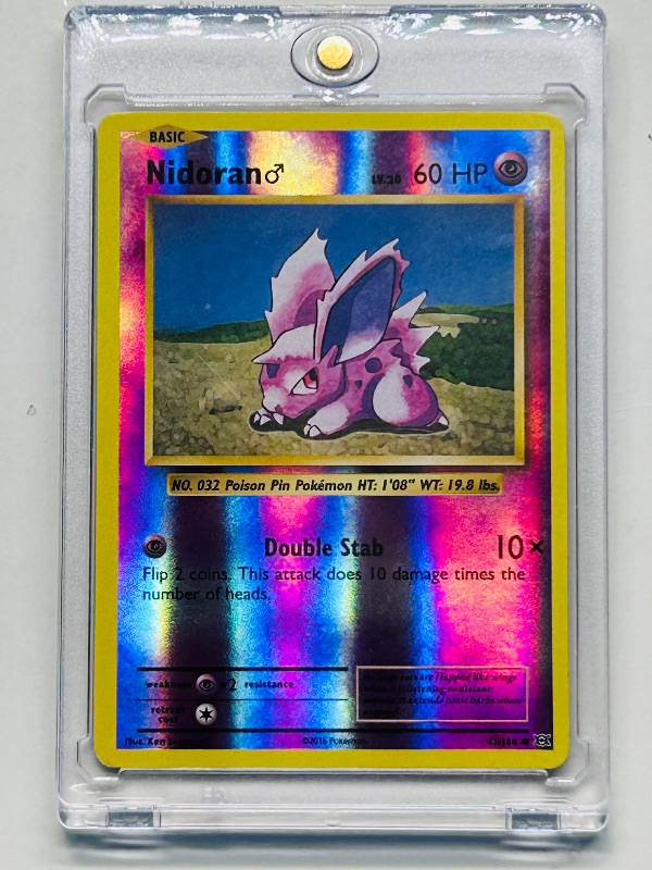 Photo 1 of 195041…Pokémon reverse holo Nidoran card in hard plastic case
