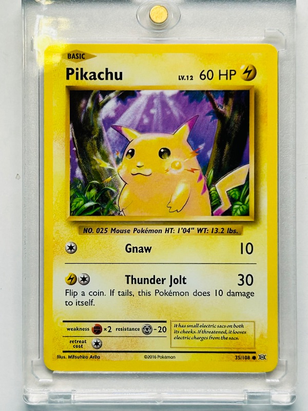 Photo 1 of 195043…Pokémon Pikachu card in hard plastic case