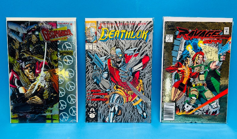 Photo 1 of 195074…3 foil/chrome covered comics all #1’s in plastic sleeves 